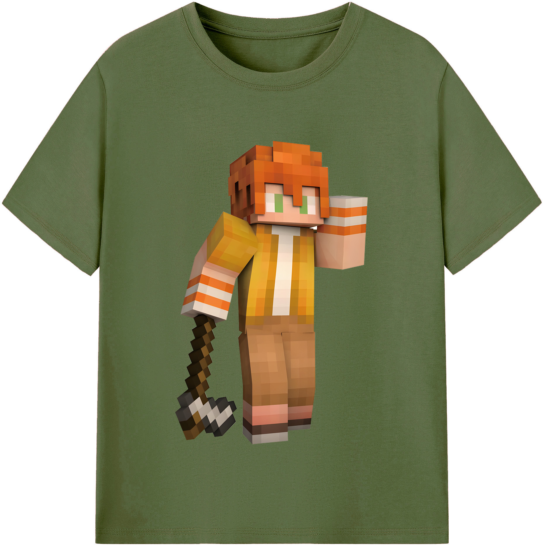 （画像用） マインクラフト ブロックの世界 Minecraft MC Block world 綿100％半袖Tシャツ（フロントプリント）
